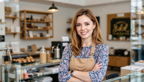Empowering young entrepreneur coffee shop portrait urban location professional environment inspiring viewpoint business success concept