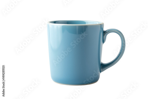 A serene blue mug resting elegantly against a light background, perfect for a cozy beverage moment isolated on transparent background