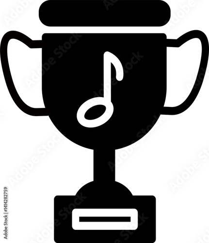 Music trophy cup vector icon. Music award cup vector icon.  Vector graphics and not AI. Symbol, logo illustration. Replaceable vector design.