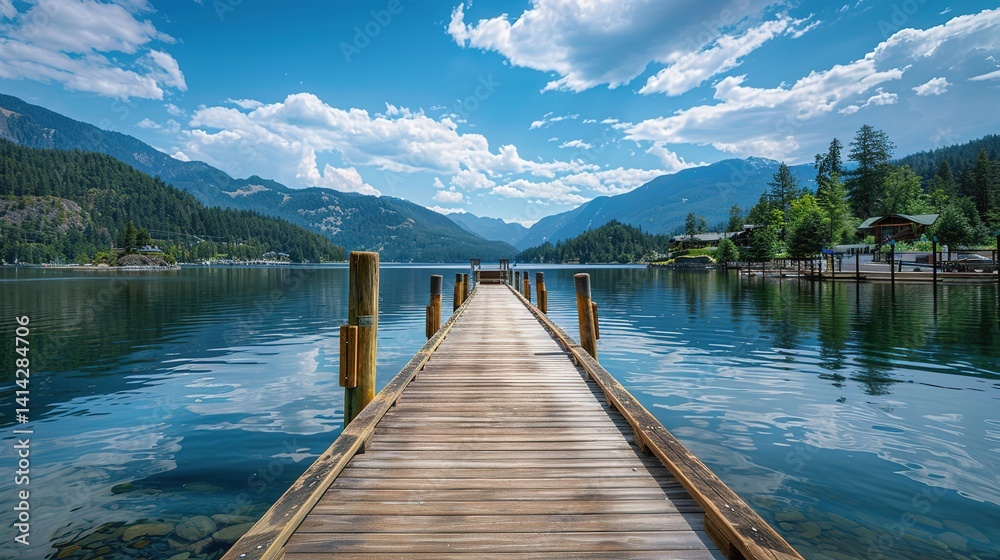 Blue Serenity with Dock Extension, Embracing the Peaceful Calm of Open Waters and Coastal Horizons Blue Serenity with Dock Extension, Embracing the Peaceful Calm of Open Waters and Coastal Horizons