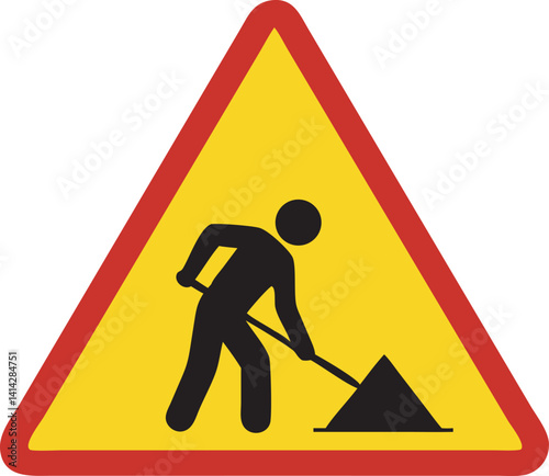 Road Work Ahead Warning Sign Construction, icon, vector