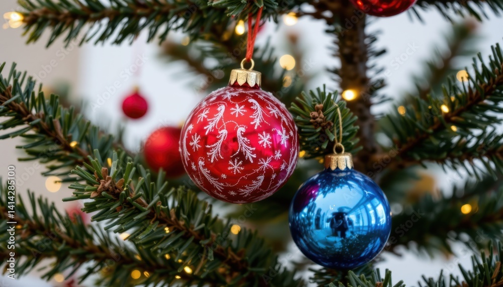 Fototapeta premium Festive christmas decoration home interior ornament display cozy environment close-up view seasonal spirit