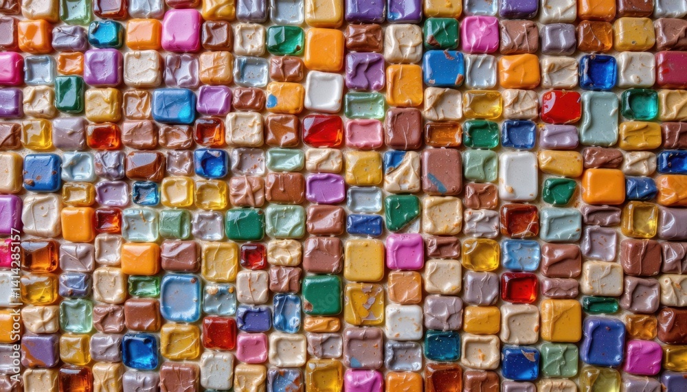 Fototapeta premium Vibrant mosaic tiles art studio colorful decoration creative environment close-up perspective