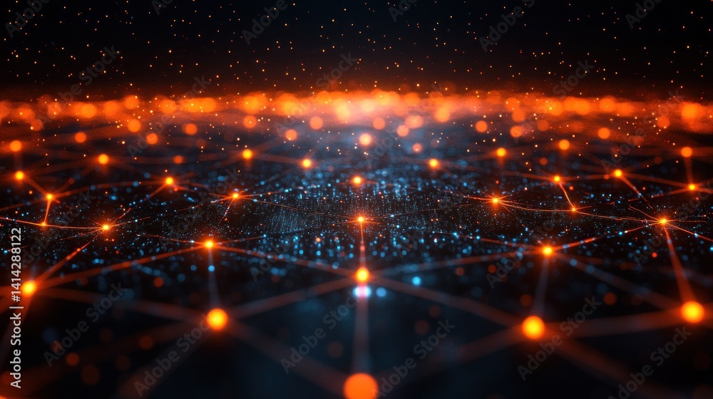 Fototapeta premium Illuminated Network: A Digital Tapestry of Connections