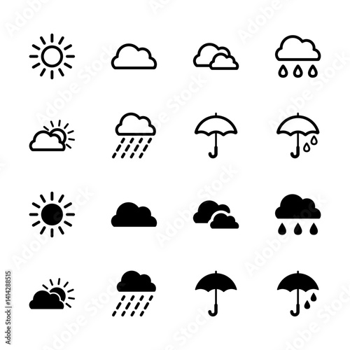 天気のイメージのアイコンイラストセット