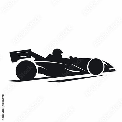 Obraz na płótnie Racing car silhouette in motion on white background w salonie