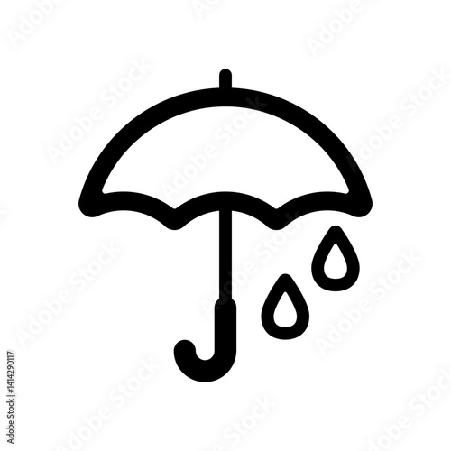 傘と雨粒のアイコンイラスト