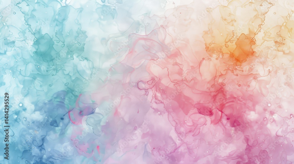 Fototapeta premium Abstract Watercolor Painting with Blue, Pink, and Orange Hues