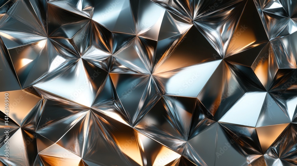 Luxurious diamond-inspired surface texture with complex geometric depth, overlapping triangular and hexagonal faces creating continuous crystal pattern, polished mirror-like finish with dramatic Luxurious diamond-inspired surface texture with complex geometric depth, overlapping triangular and hexagonal faces creating continuous crystal pattern, polished mirror-like finish with dramatic