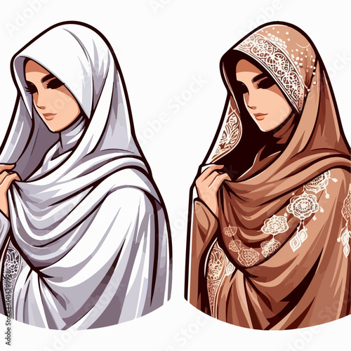 vector illustration of a women wearing a headscarf