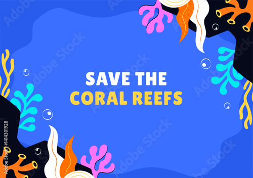 World Reef Day Graphic Template Featuring Underwater Life and Coral Social Media Background