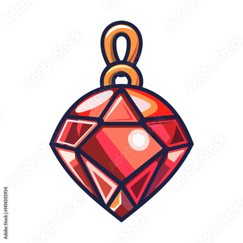 Elegant Red Gemstone Pendant Vector Illustration of a Sparkling Jewel