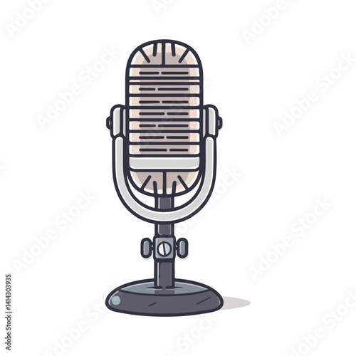 Vintage Microphone Illustration Retro Podcast Design Element