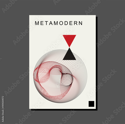 ,Metamodernism in Brutalist style , minimalist vector poster with bold geometric shapes and retro-futuristic vibes. Perfect for web backgrounds, posters, magazine covers, and hi-tech prints.