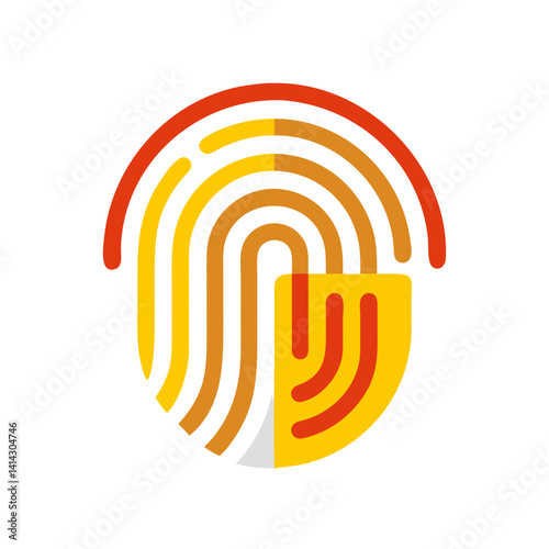 Colorful fingerprint icon symbolizing biometric security on a white background