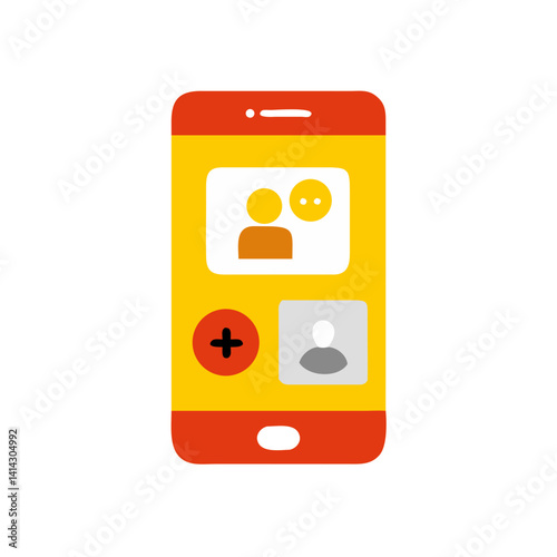 Mobile phone screen showing a contact adding interface with user profiles on a white background
