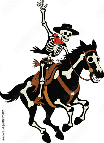 Skull Riding Horse sticker illustration premium quality