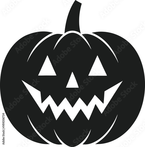 Spooky Jack-o'-Lantern Halloween Silhouette Icon