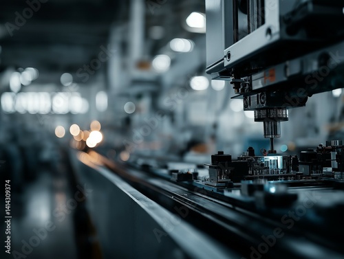 Futuristic Robotic Arms Assembling Electronics in Smart Factory