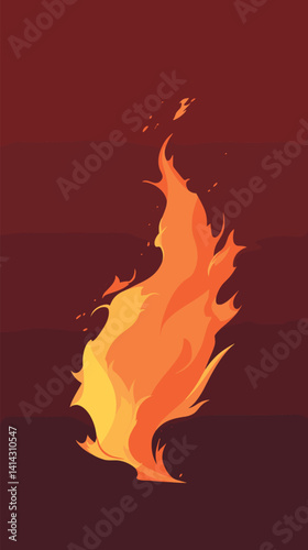 Abstract flame illustration on dark background flat vector illustration
