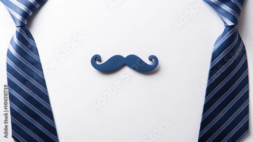 Wallpaper Mural Happy father's day concept. Two blue striped ties framing a blue mustache icon. Torontodigital.ca