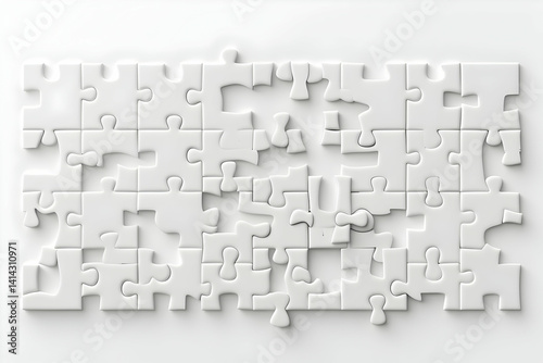 Abstract White Puzzle Pieces On White Background