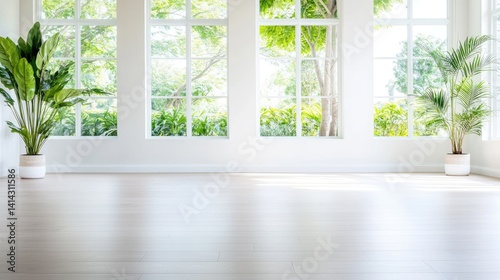 Bright interior window sunlight sheer curtains houseplants serene peaceful room design