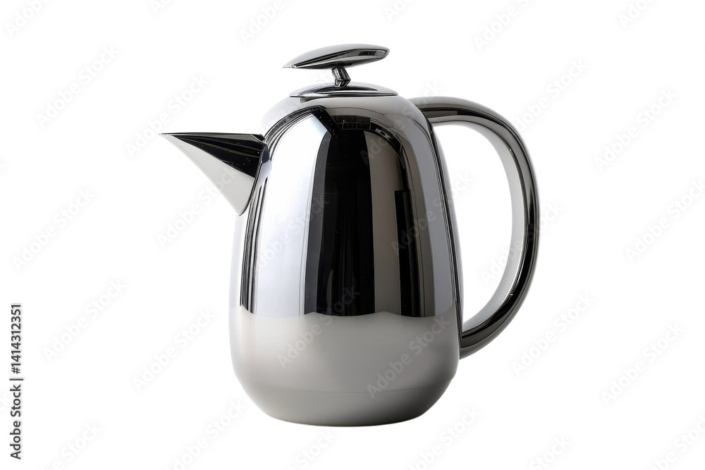 Fototapeta premium Sleek modern kettle resting on a minimalist countertop against a bright, airy backdrop isolated on transparent background