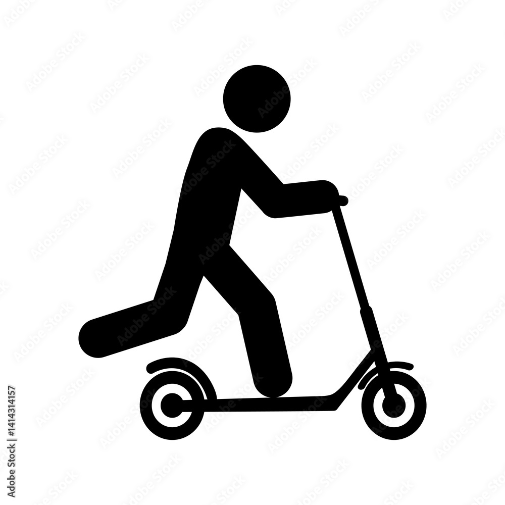 Man riding electric scooter icon. Vector illustration design