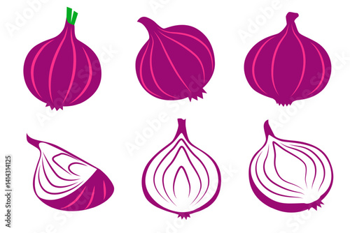 	
 red onion vector logo isolated on white background.	
