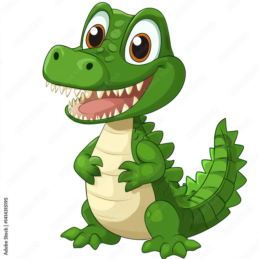 Naklejka premium the green cartoon crocodile