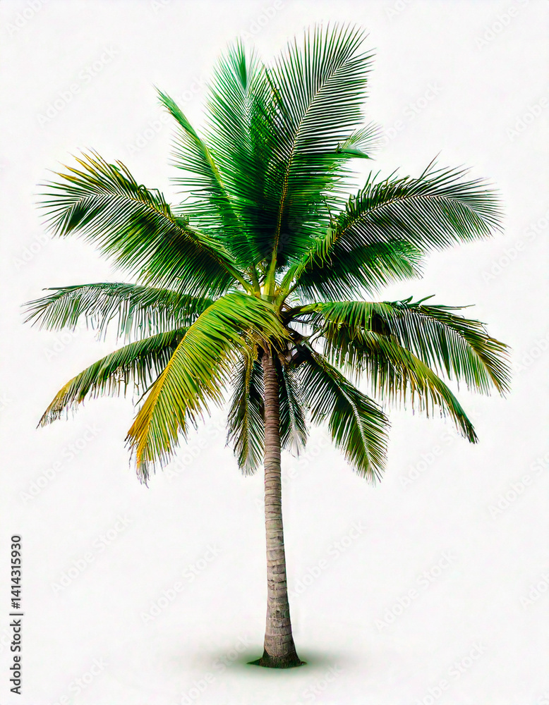 Obraz premium Coconut tree. solated on white background. image isolated in clipping path; side view of a Coconut tree leaves plant with copy space