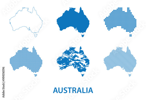 Obraz na płótnie map of Commonwealth of Australia - vector set of silhouettes in different patterns w salonie