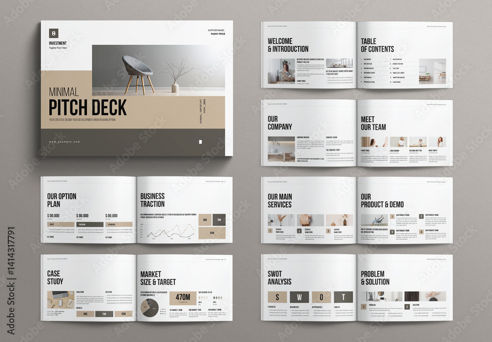 Minimal Pitch Deck Template Landscape Stock Template | Adobe Stock