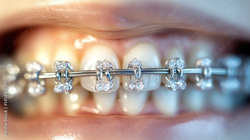Close-up teeth with braces Close-up teeth with braces