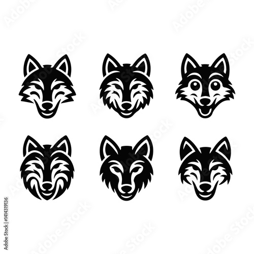 Black angry wolf silhouette illustration set Wolf silhouette. Minimalist and Flat Logo. Isolated vector image,vector illustration 