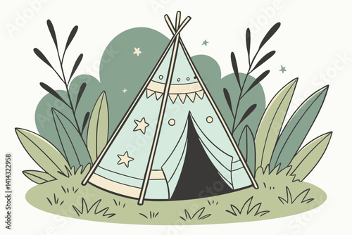 Cute Teepee Tent Vector Illustration