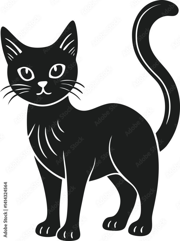 Witch's Black Cat Halloween Symbol Witch's Black Cat Halloween Symbol