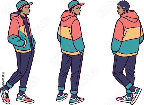 A man wearing street style cloth illustration vector design isolated on white background.