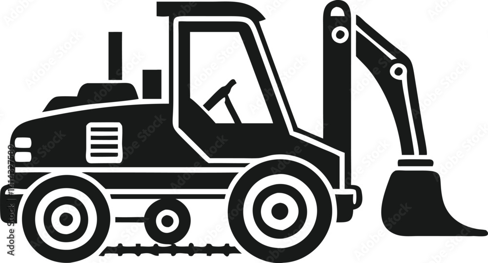 Naklejka premium Silhouettes of Construction Excavators