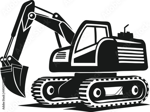 Silhouettes of Construction Excavators