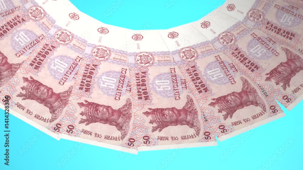 Fanciful Looping Design 50 Leu Curency of Moldova