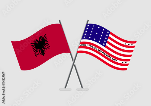 Albania and Bikini Atoll vector flags icon with flat vector elements