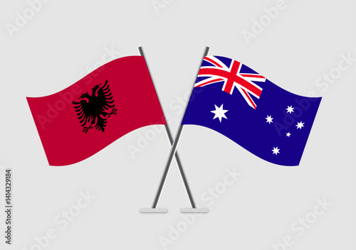 Albania and Australia vector flags in modern flat illustration style
