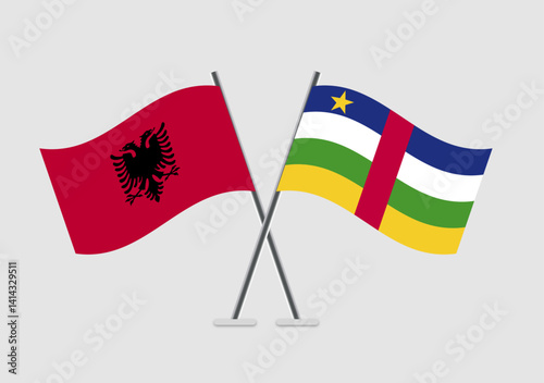 Albania and Central African Republic vector flags in crisp vector alignment
