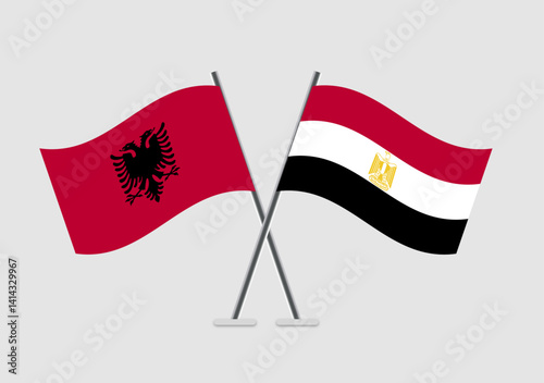 Albania and Egypt vector flags designed for international topics