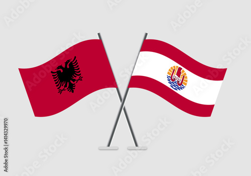 Albania and French Polynesia vector flags in classic meeting symbolism