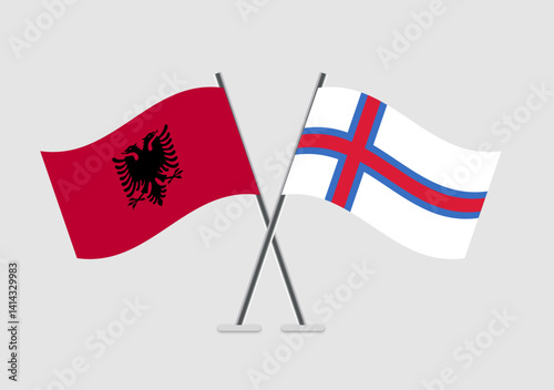 Albania and Faroe Islands vector flags illustration for peace concept