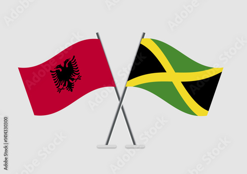 Albania and Jamaica vector flags image with refined wave curves