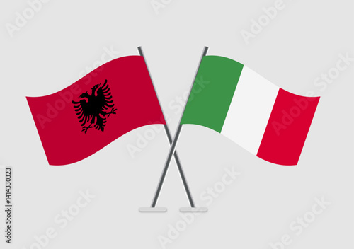 Albania and Italy vector flags illustration in graphic flat mode